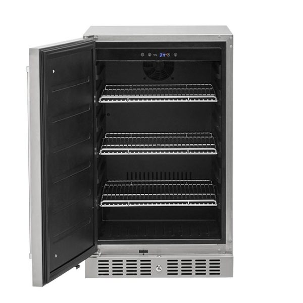 Coyote Outdoor Living 21 Inch Outdoor Refrigerator With Left Hinge Door Open