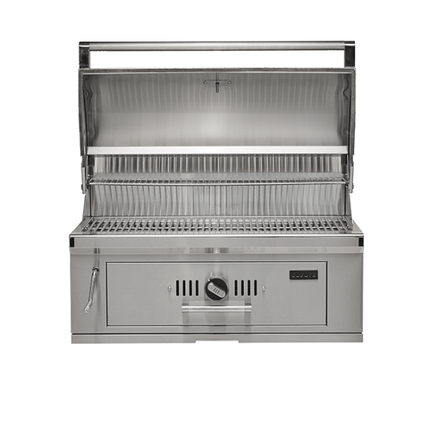 Coyote Outdoor Living 36 Inch Stainless Steel Charcoal Grill Built In Lid Open