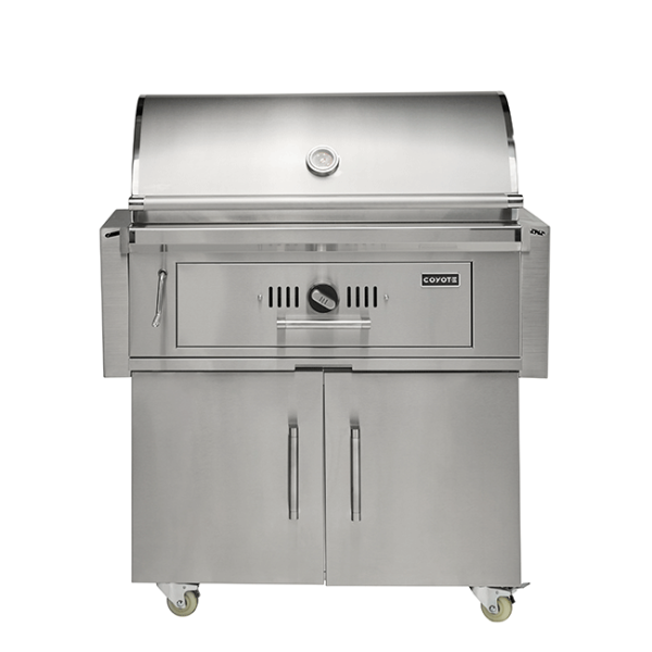 Coyote Outdoor Living 36 Inch Stainless Steel Charcoal Grill On Cart Shelves Down
