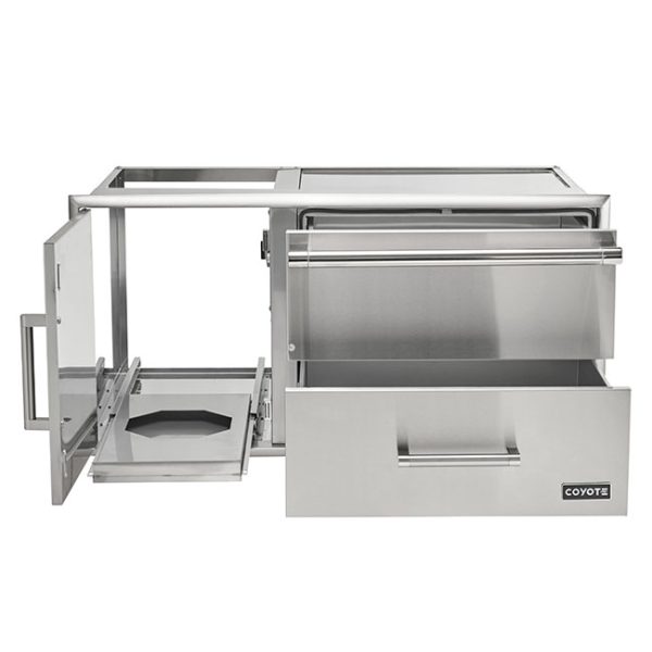 Coyote Outdoor Living 42 Inch Access Door And Drawer Combo With Warming Drawer Doors Open