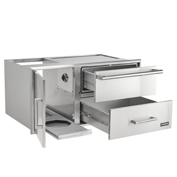 Coyote Outdoor Living 42 Inch Access Door And Drawer Combo With Warming Drawer Side Profile