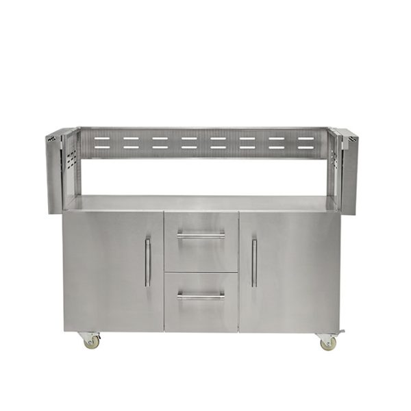 Coyote Outdoor Living 50 Inch Hybrid Gas and Charcoal Grill Cart Shelves Folded Down