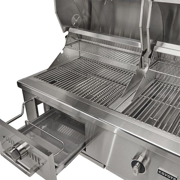 Coyote Outdoor Living 50 Inch Hybrid Gas and Charcoal Grill Charcoal Loading Door