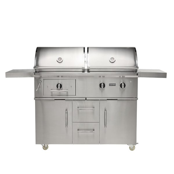 Coyote Outdoor Living 50 Inch Hybrid Gas and Charcoal Grill On Cart