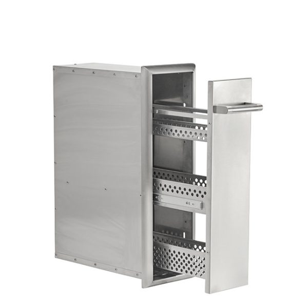 Coyote Outdoor Living 9 Inch Stainless Steel Spice Rack Drawer Open