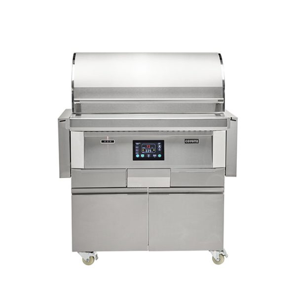 Coyote Outdoor Living 36 Inch Second Generation Pellet Cart Grill Shelves Folded Down