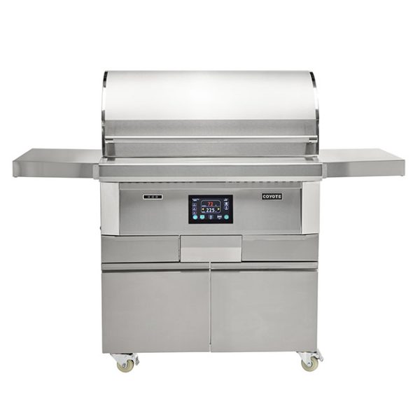 Coyote Outdoor Living 36 Inch Second Generation Pellet Cart Grill Shelves Up
