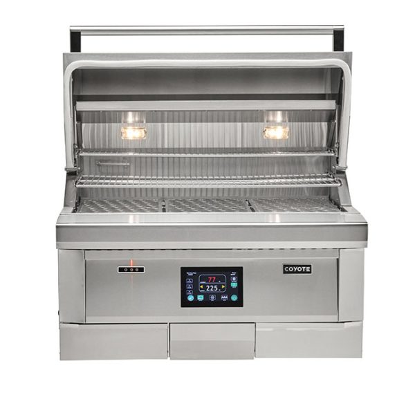 Coyote Outdoor Living 36 Inch Second Generation Pellet Grill Built In Lid Open