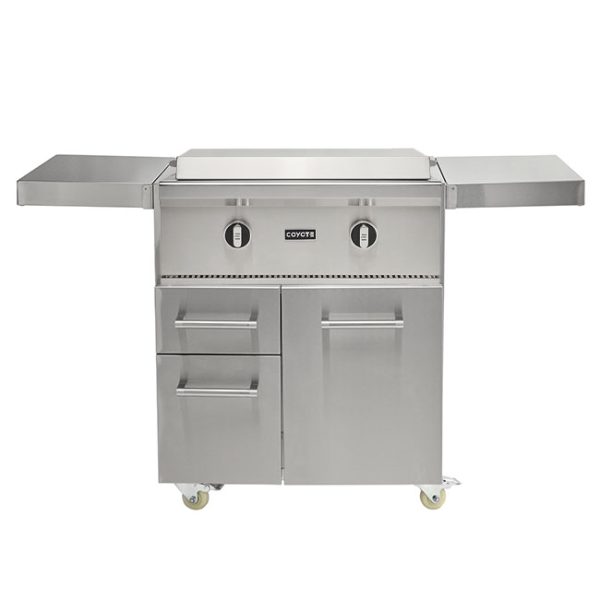 Coyote Outdoor Living 30 Inch Flat Top Griddle on Cart Shelves Up