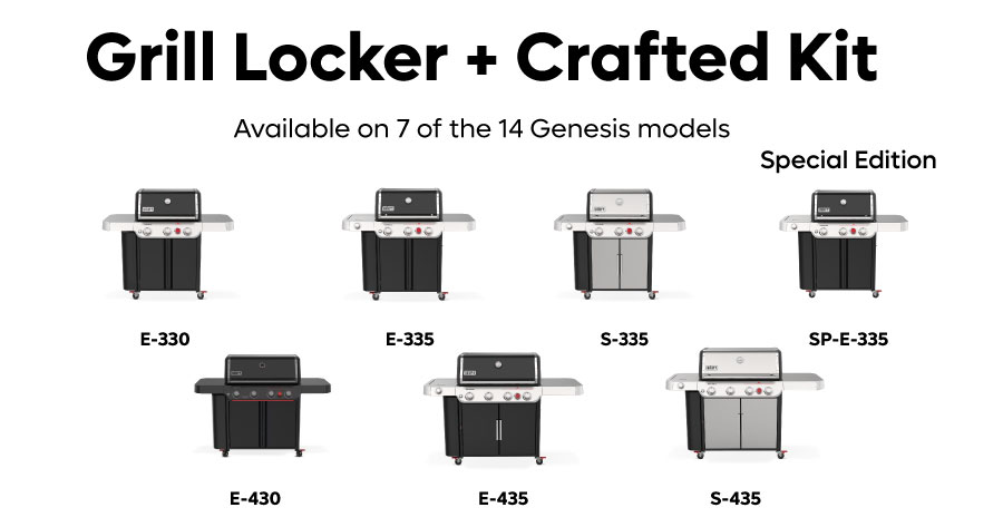 Weber Genesis With Crafted Frame Kit and Grill Locker