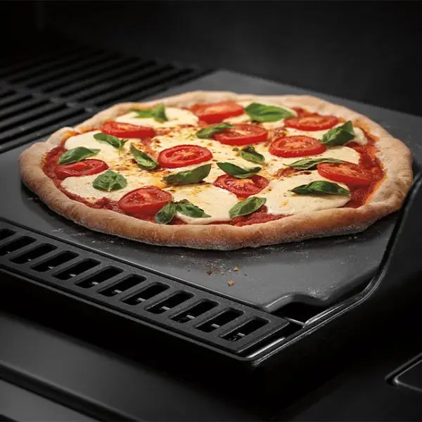 Weber Crafted Glazed Baking Pizza Stone with Pizza