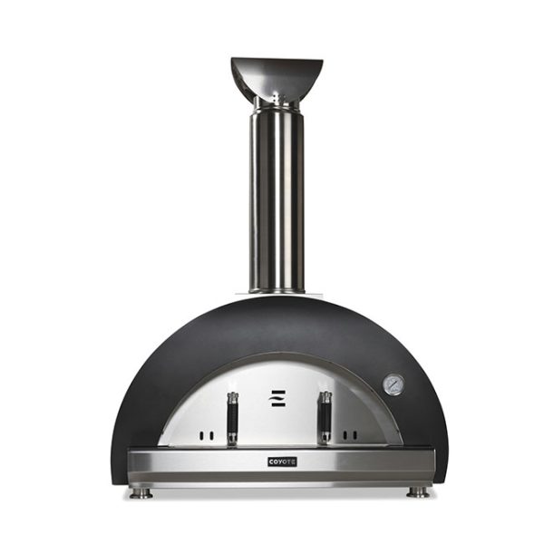 Coyote Outdoor Living 40 Inch Duomo Wood Fired Pizza Oven in Black with Door