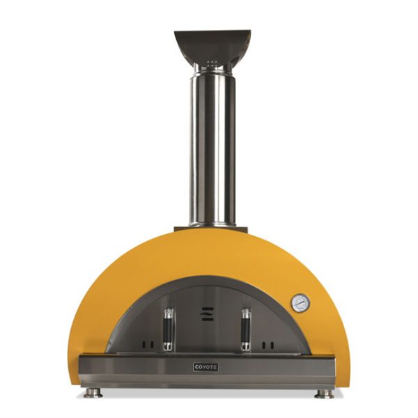 Coyote Outdoor Living 40 Inch Duomo Wood Fired Pizza Oven in Yellow With Door