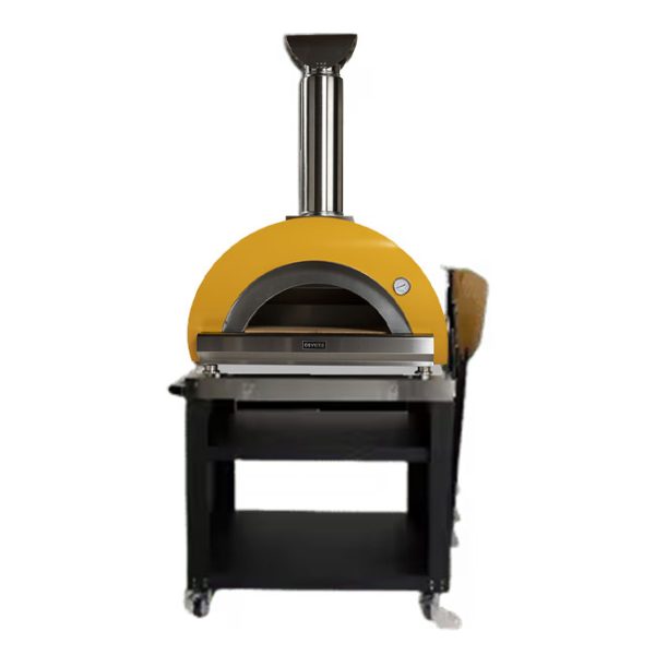 Coyote Outdoor Living 40 Inch Duomo Wood Fired Pizza Oven in Yellow on Cart