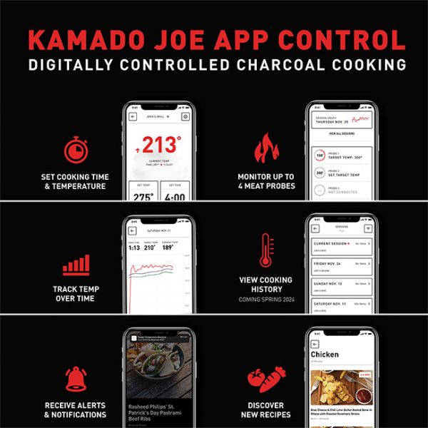 Kamado Joe Big Joe 24 Inch Konnected Joe Digital Charcoal Grill KJ15042425 App Controls