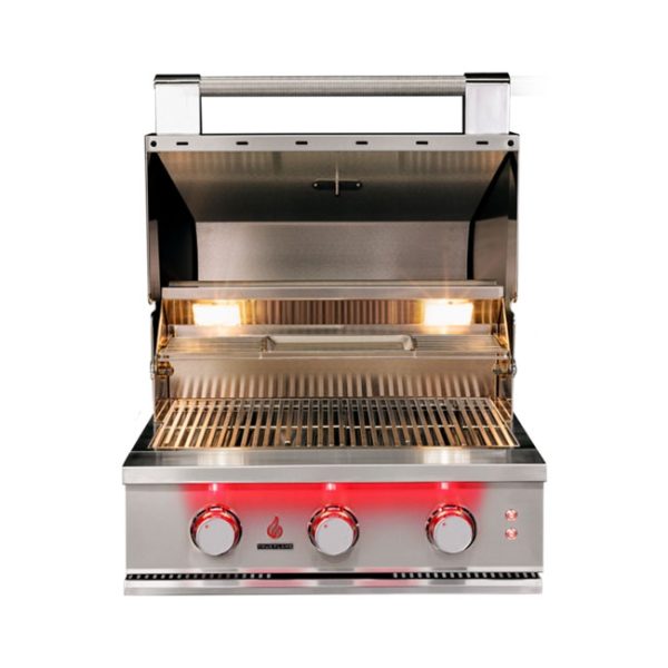 TrueFlame 25 Inch Gas Grill Built In Lid Open