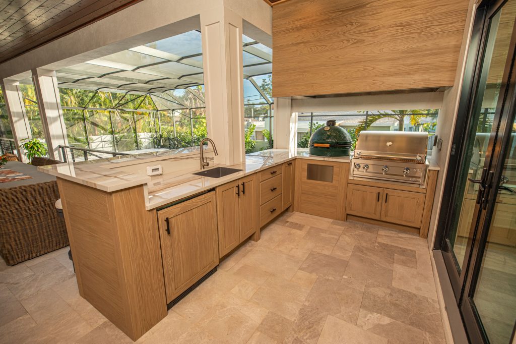 Custom Outdoor Kitchen With Artisan Gas Grill and Big Green Egg Installed Tampa Florida Just Grillin Outdoor Living WEB