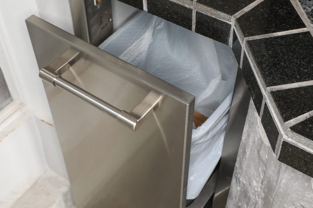 outdoor kitchen trash can