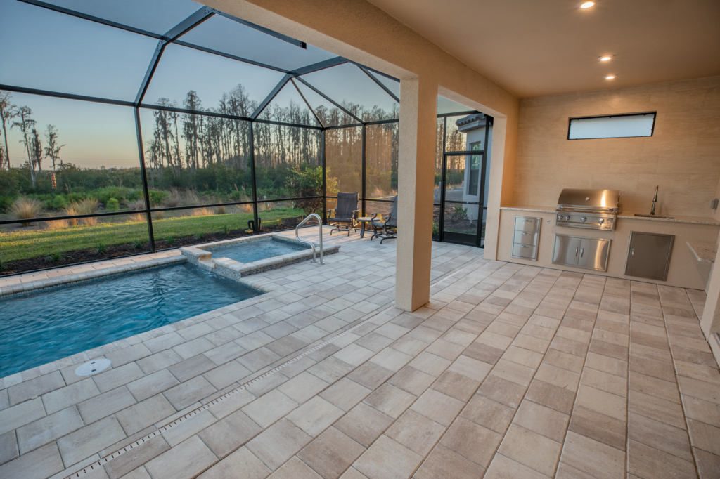 Artisan Grills Custom Outdoor Kitchen at Dusk WEB