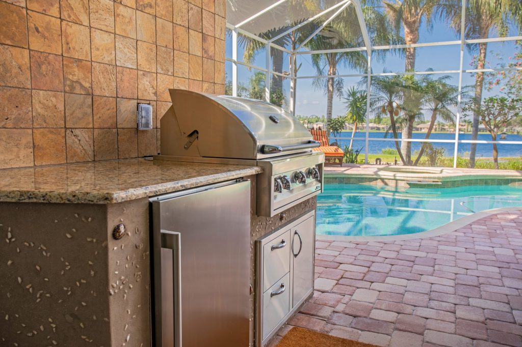 Custom Outdoor Kitchen With Seashell Finish In Odessa | Just Grillin Outdoor Living