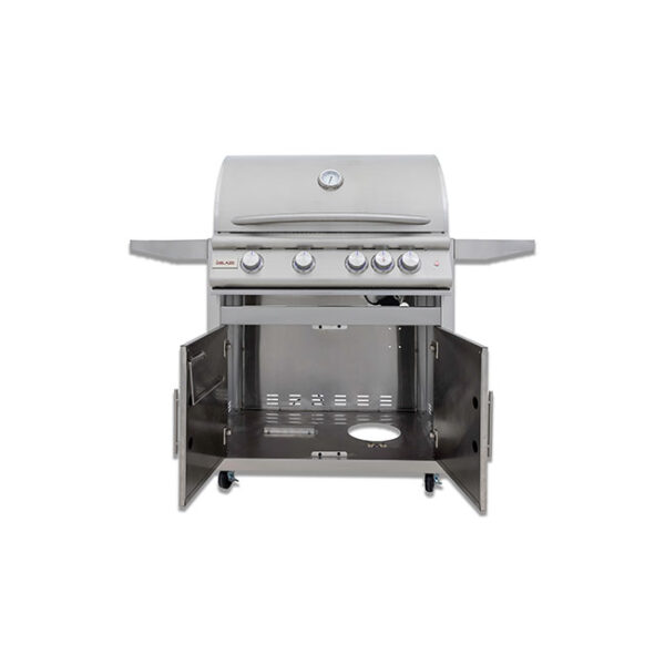 Blaze Grills 32 Inch LTE Plus 4 Burner Premium Gas Grill Cart Doors Open