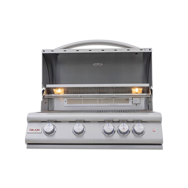 Blaze Grills 32 Inch LTE Plus 4 Burner Premium Gas Grill Lid Open