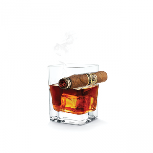 Corkcicle Cigar Glass - Double Old-Fashioned Glass With Built-In Cigar Holder