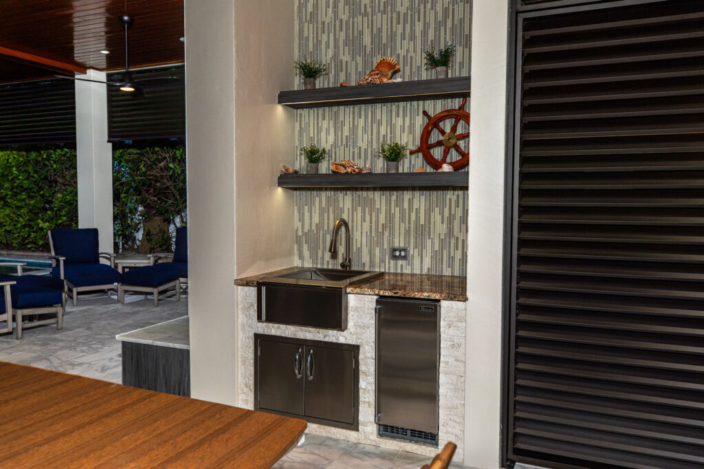 Custom Outdooer Wet Bar with Perlick Ice Maker and Sink Anna Maria Island Florida WEB