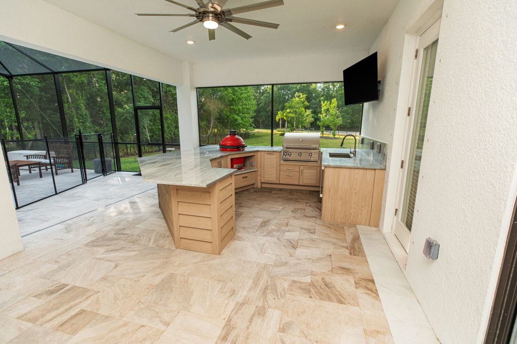 Custom Outdoor Cabinets and Kitchen With Gas Grill and Kamado Grill in Lutz Florida WEB