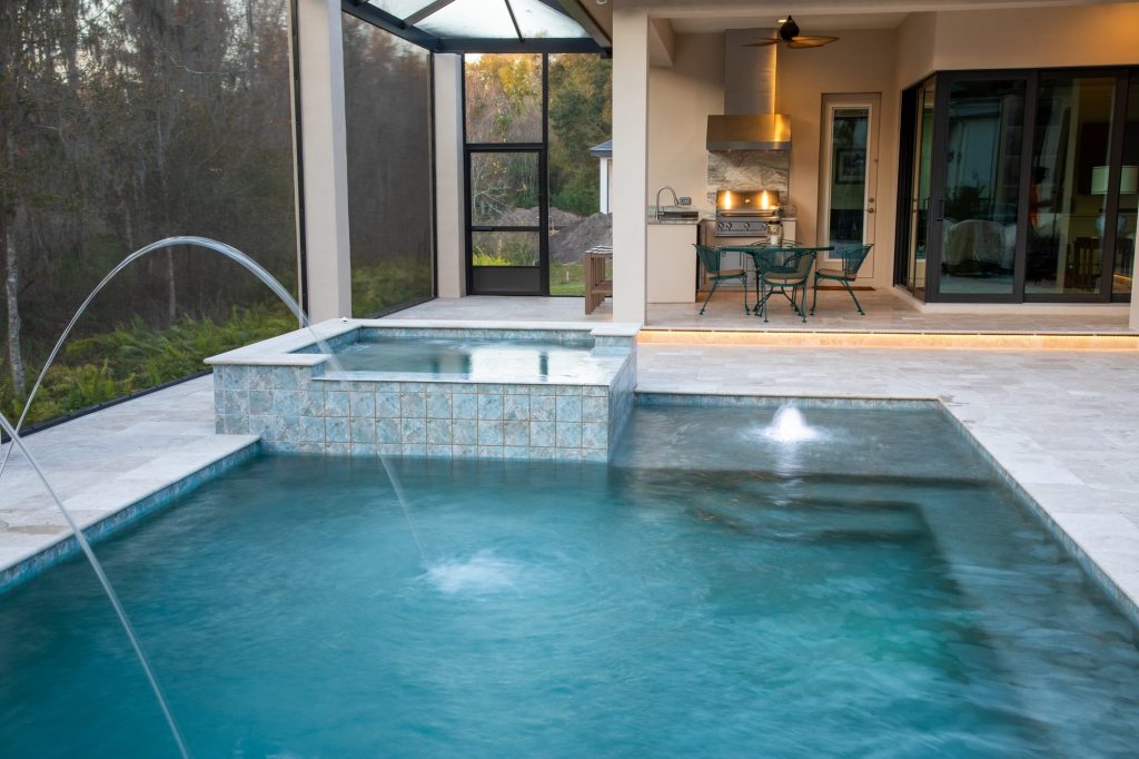 Custom Outdoor Kitchen With Patio Lighting In Lutz