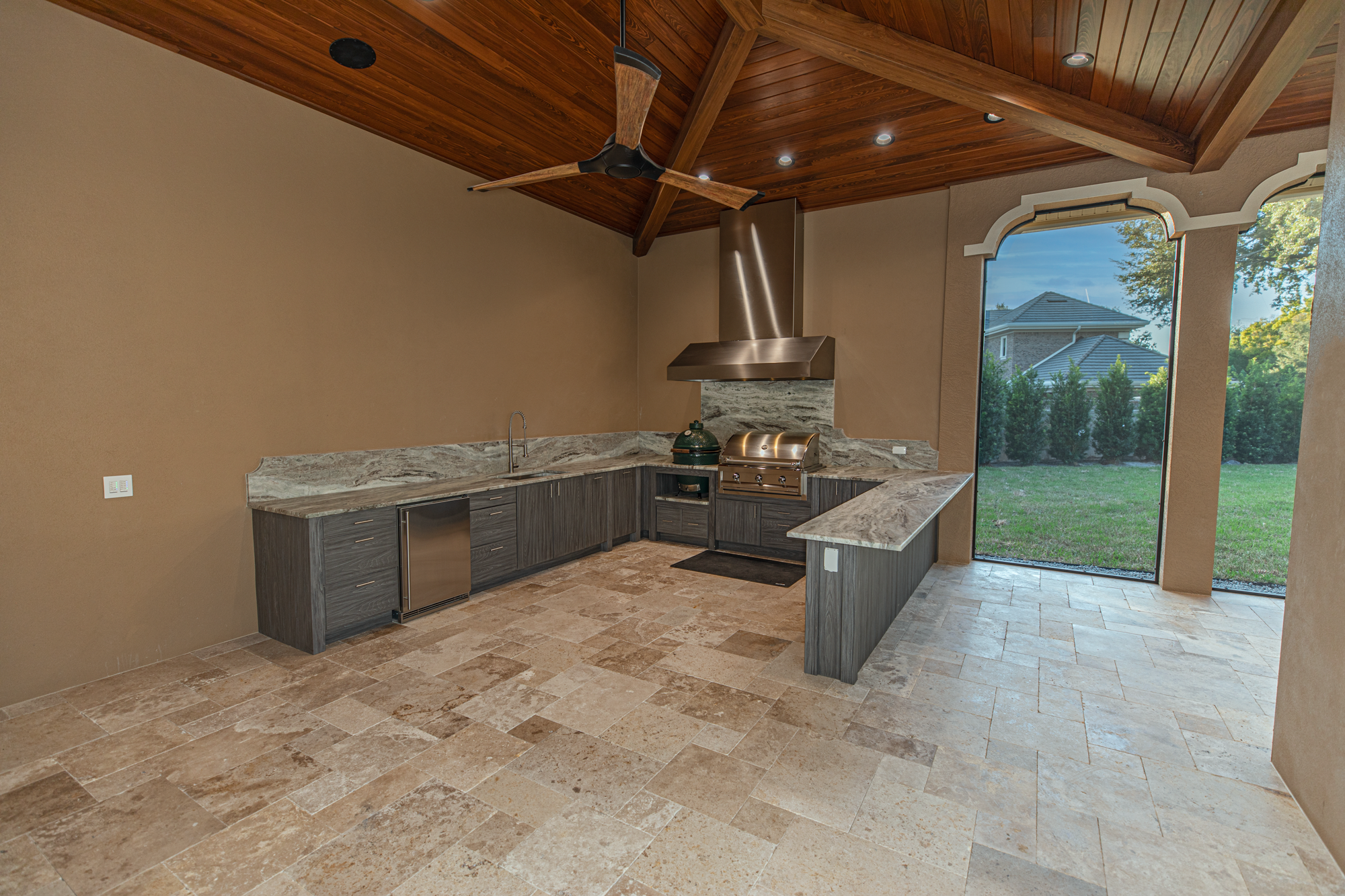 Custom Outdoor Kitchen WIth Artisan Grill and Big Green Egg Tampa Florida WEB