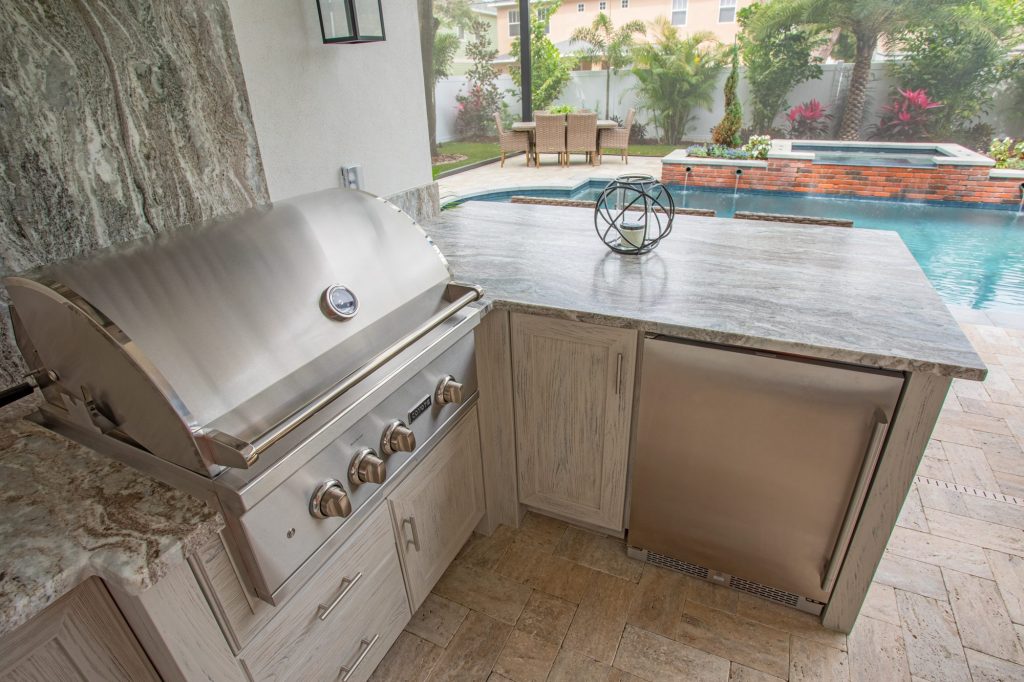 Custom Outdoor Kitchen With Outdoor Lighting In Tampa