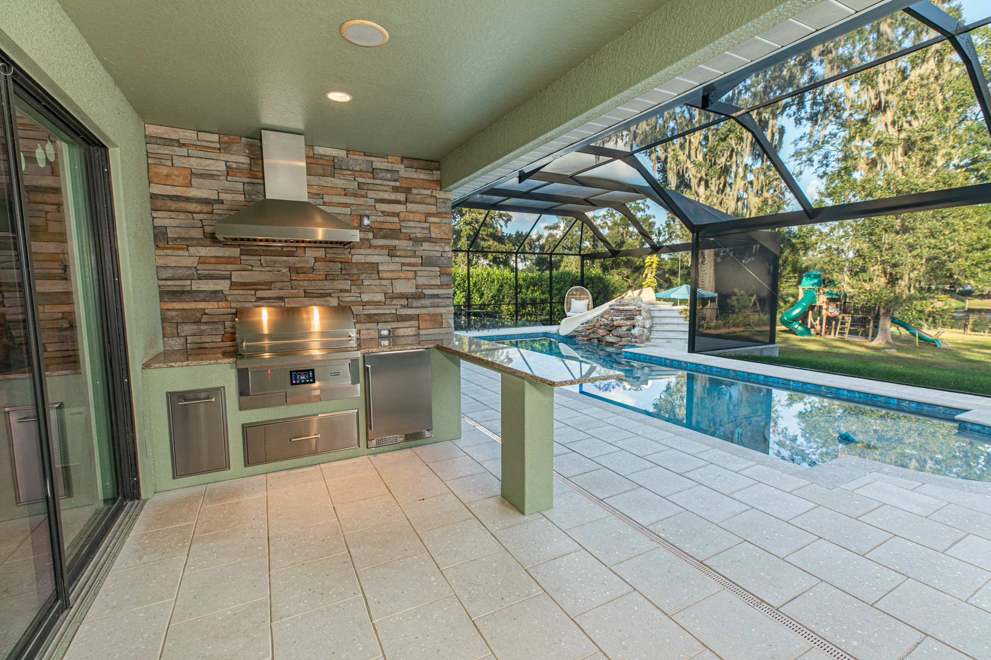 Custom Outdoor Kitchen With Coyote Pellet Grill Lutz Florida WEB