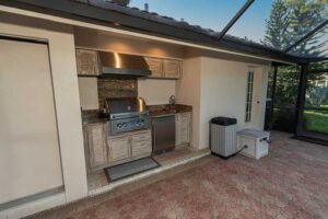 Custom Outdoor Kitchen With Gas Grill and Vent Hood New Tampa Florida WEB