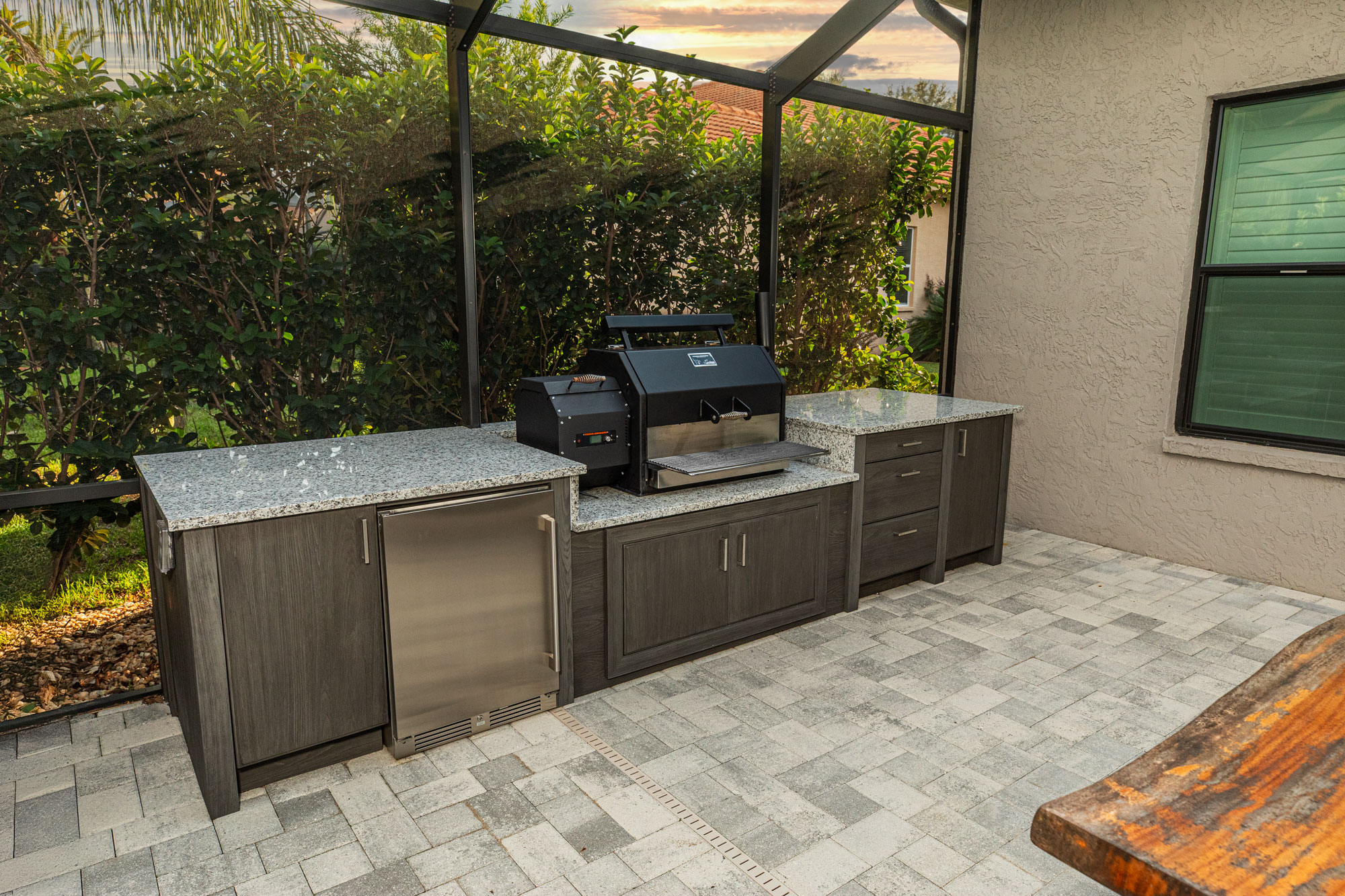 Custom Outdoor Kitchen With Pellet Grill Built In Hernando Florida WEB