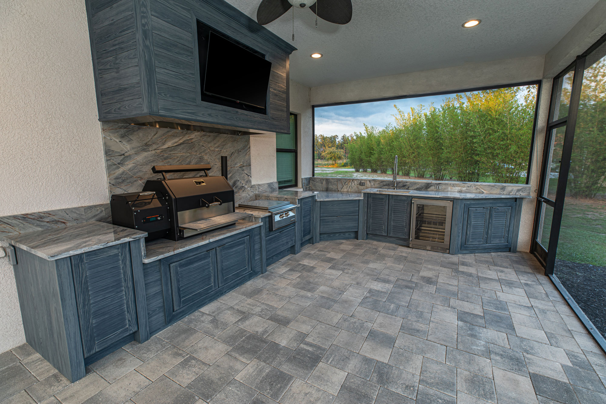 Custom Outdoor Kitchen With Pellet Grill Tampa Florida WEB