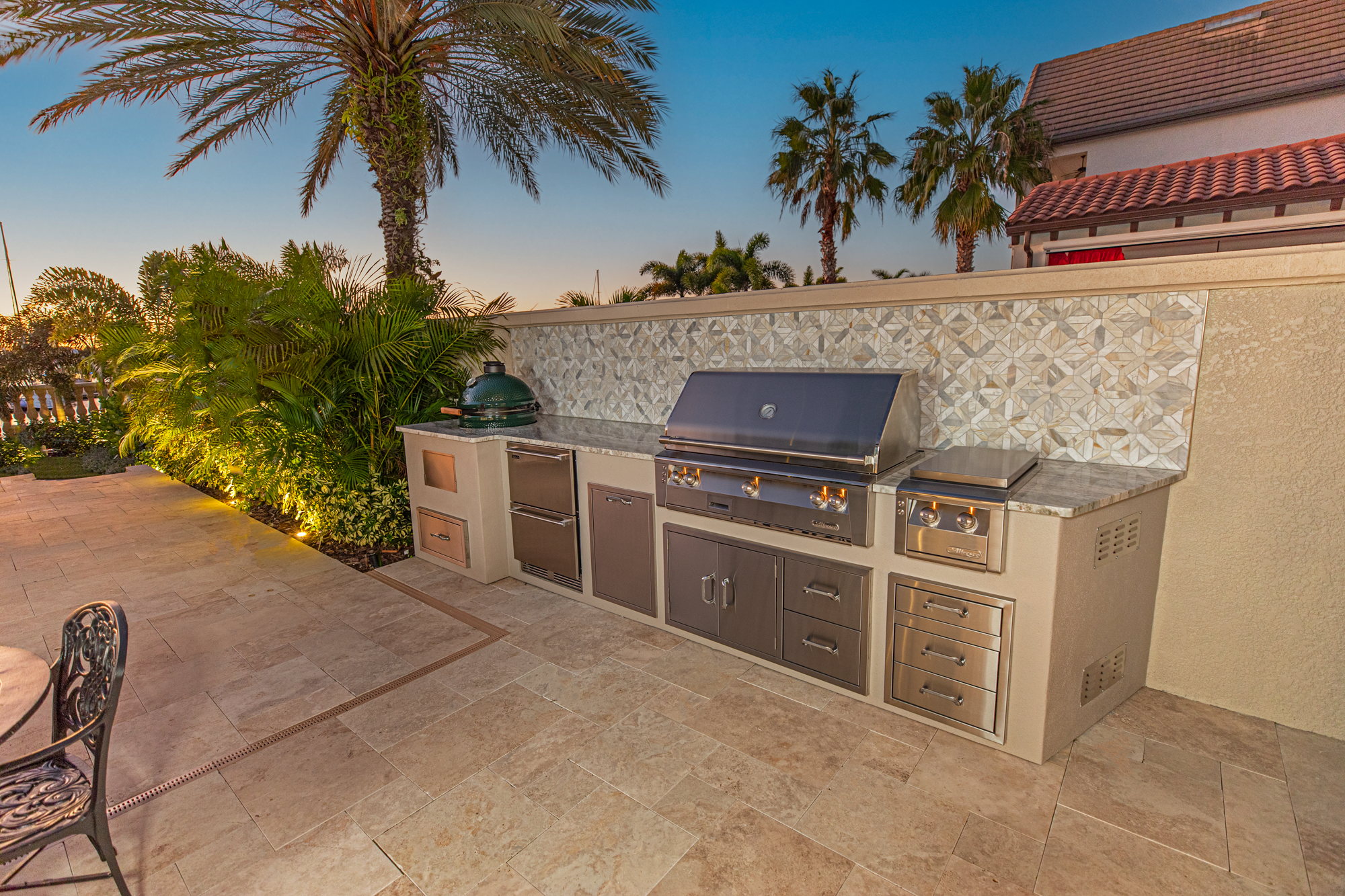 Custom Outdoor Kitchen With Tile Backsplash Tampa Florida WEB