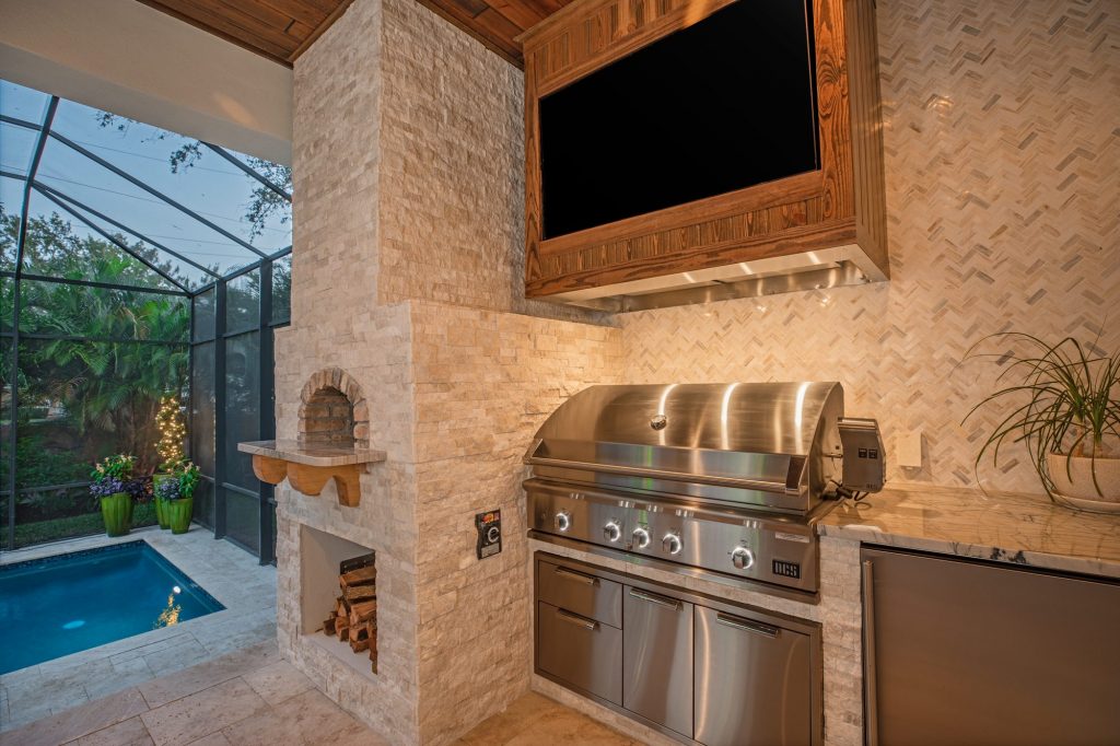 Custom Outdoor Kitchen with DCS Gas Grill and Vent Hood WEB