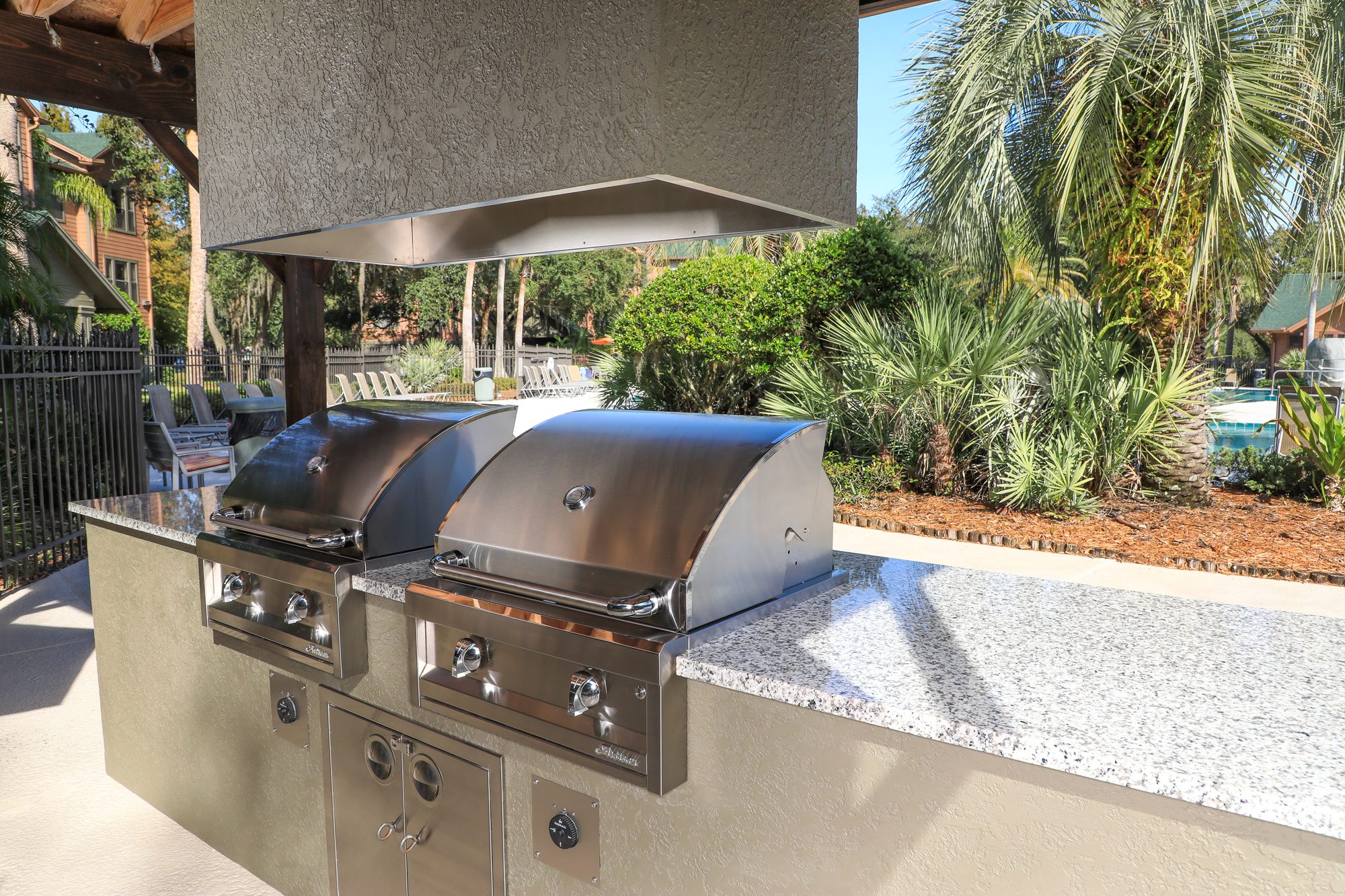 Custom Outdoor Kitchen And Vent Hood Just Grillin Outdoor Living