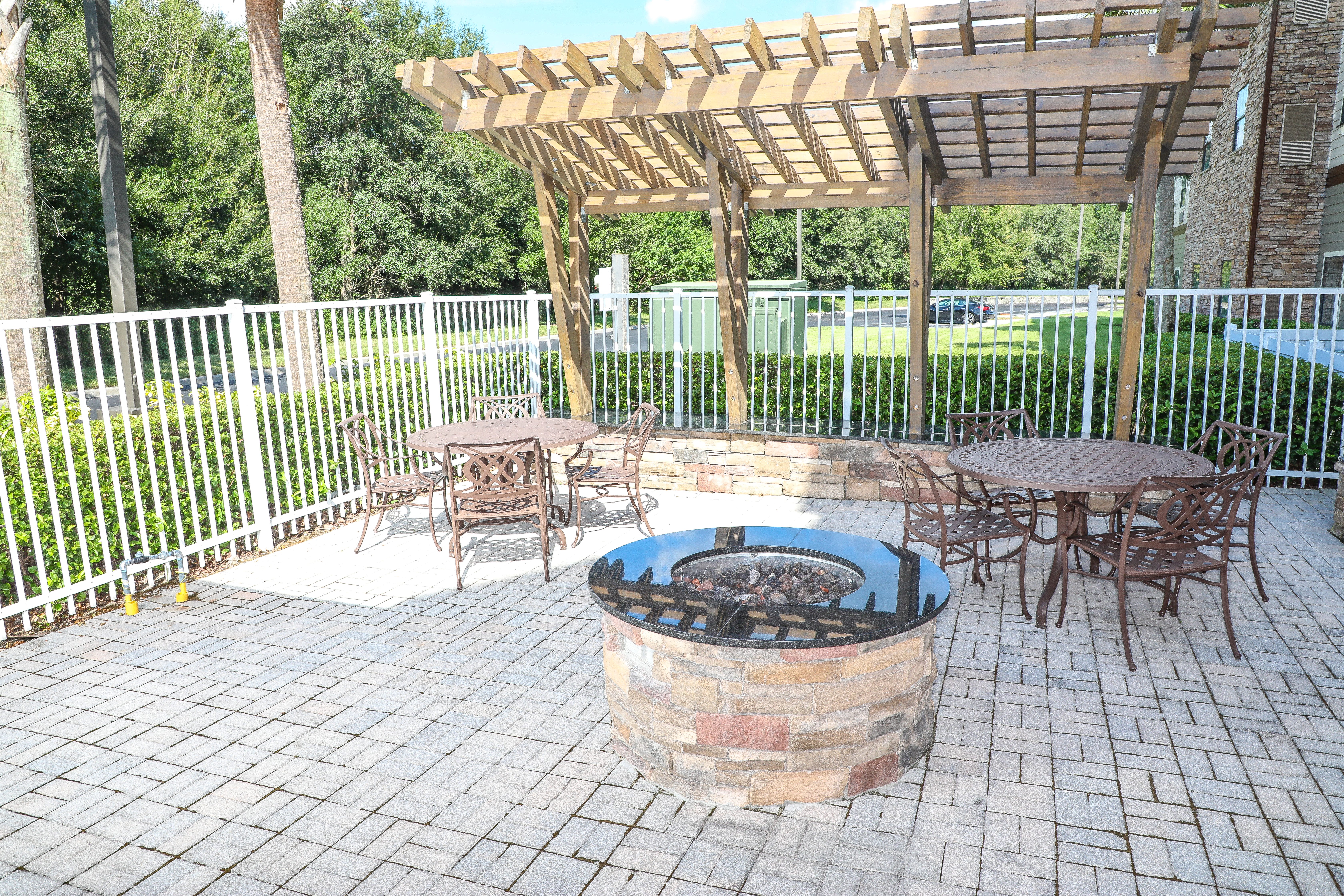 fire pit and pergola