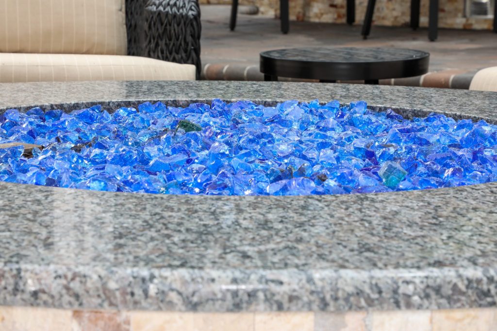 Blue Fire Pit Glass