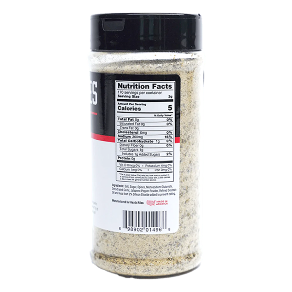 Heath Riles Garlic Jalapeno Rub Nutrition Label