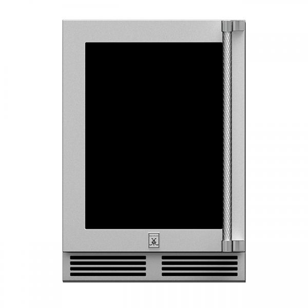 Hestan Outdoor 24-Inch Dual Zone Undercounter Refrigerator With Glass Door Left Hinge Steeleto