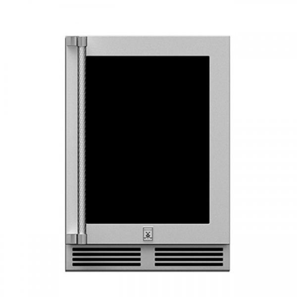 Hestan Outdoor 24-Inch Undercounter Outdoor Refrigerator with Glass Door Stainless Steel