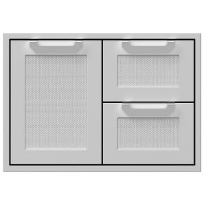 Hestan 30 Inch Double Drawer and Storage Door Combination Stainless Steel