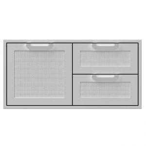 Hestan 42 Inch Double Drawer and Storage Door Combination Stainless Steel