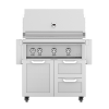 Hestan Outdoor 36 Inch Gas Grill with Rotisserie On Double Drawer And Door Cart