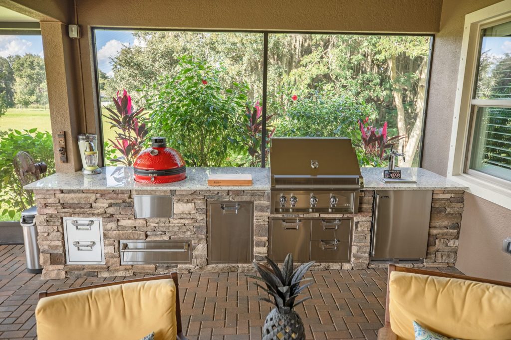 Hestan Outdoor Kitchen With Stone and Counters Riverview