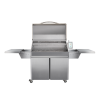 Memphis Pellet Grills Elite Built In ITC3 Grill on Cart With Shelves and Lid Open