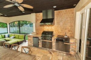 Outdoor Kitchen With Tile Wall and Ventilation Hood Tampa Florida WEB